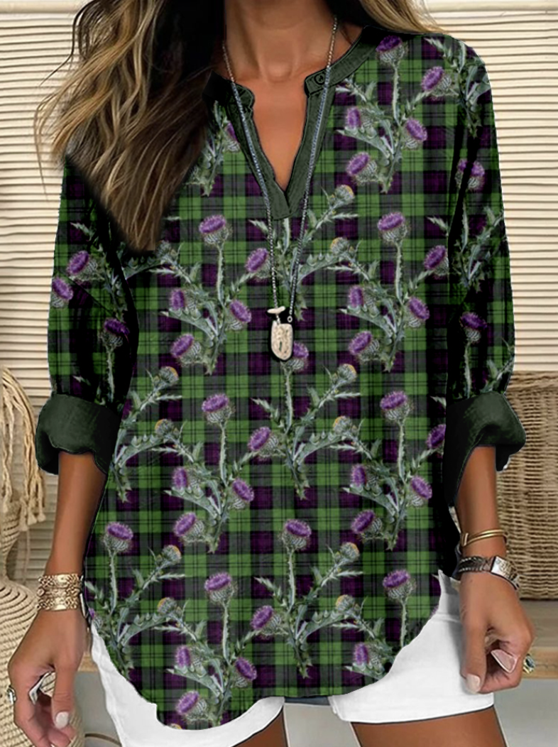 Chemises Décontracté Printemps / Automne Plaid Polyester Micro-élasticité Quotidien Coupe Régulière Manches Longues Trapèze pour Femmes