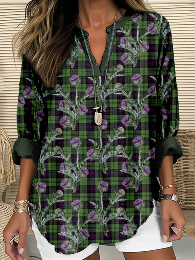 Chemises Décontracté Printemps / Automne Plaid Polyester Micro-élasticité Quotidien Coupe Régulière Manches Longues Trapèze pour Femmes