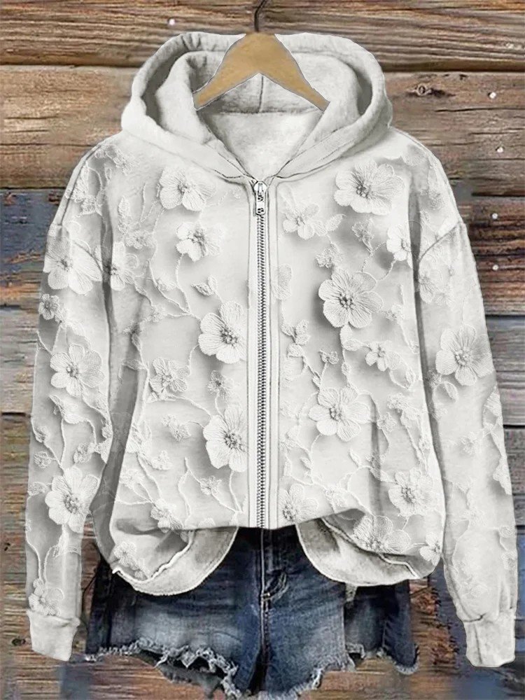 à Capuche Rétro Printemps / Automne impression en 3D Sweat-shirt à Capuche Micro-élasticité Ample Manches Longues Régulier Droit pour Femmes