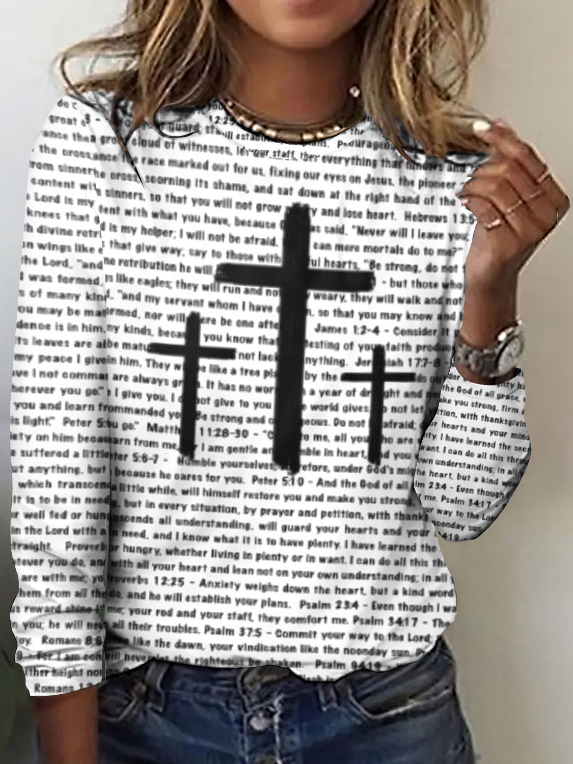 T-shirts Rétro Printemps / Automne Plaid Coton Micro-élasticité Coupe Régulière Manches Longues Trapèze Régulier pour Femmes