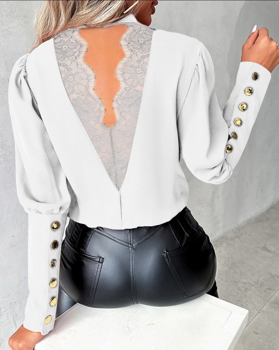Chemisiers Femmes Décontracté Plain Printemps / Automne Polyester Quotidien Ample Régulier Boucle Faux Col