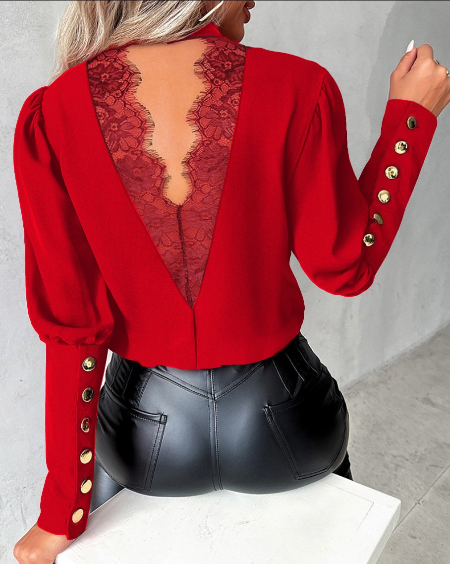 Chemisiers Femmes Décontracté Plain Printemps / Automne Polyester Quotidien Ample Régulier Boucle Faux Col