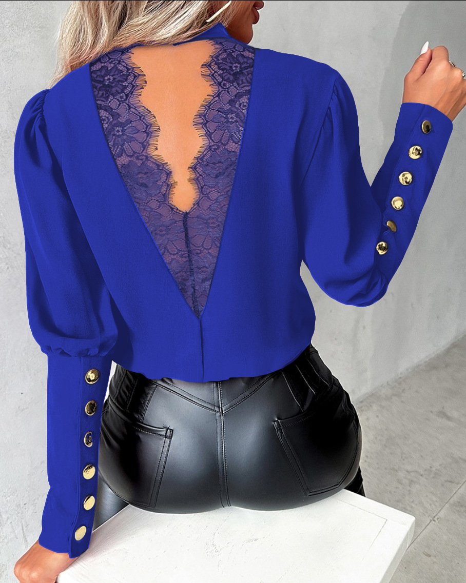 Chemisiers Femmes Décontracté Plain Printemps / Automne Polyester Quotidien Ample Régulier Boucle Faux Col