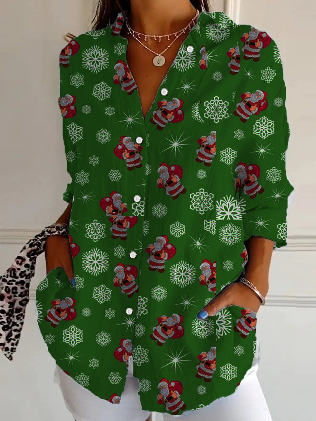 Chemises Femmes Décontracté Floral Printemps / Automne Aucune élasticité Quotidien Manches Longues Régulier Régulier Col de Chemise