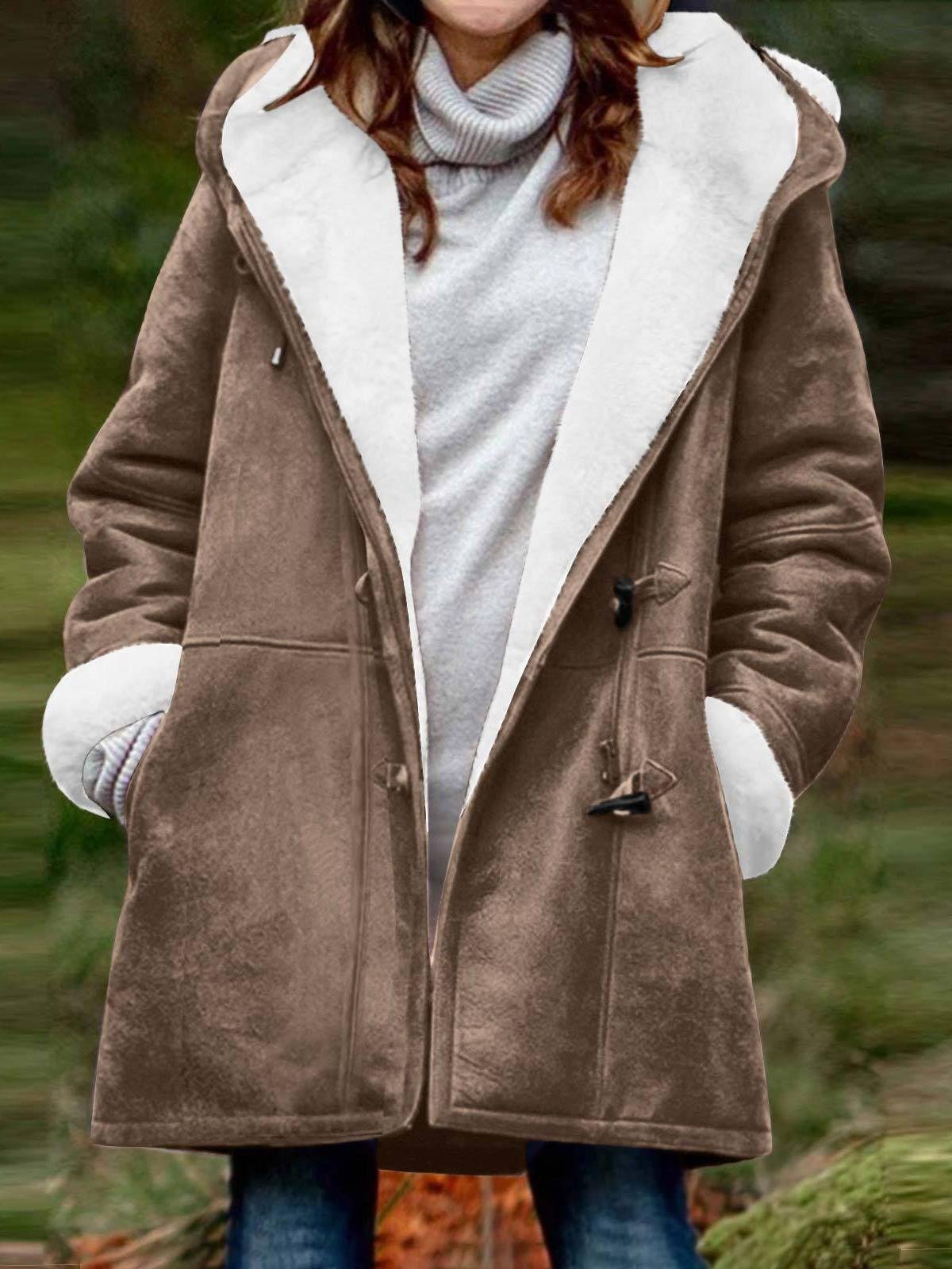Cuir & Faux Cuir Femmes Décontracté Plain Hiver Polyester Naturel Poids lourd Ample Manches Longues Droit