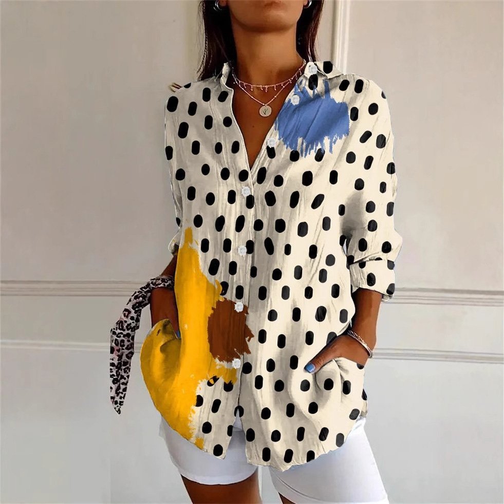 Chemises Femmes Géométrique Décontracté Printemps / Automne Polyester Aucune élasticité Ample Régulier Droit Régulier