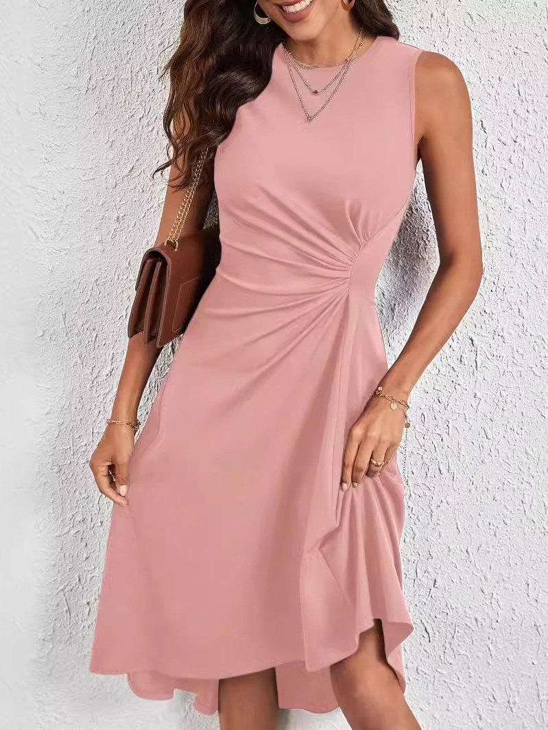 Robes Urbain Plain Été Micro-élasticité Journée Sans Manches Top Débardeur Trapèze Non pour Femmes
