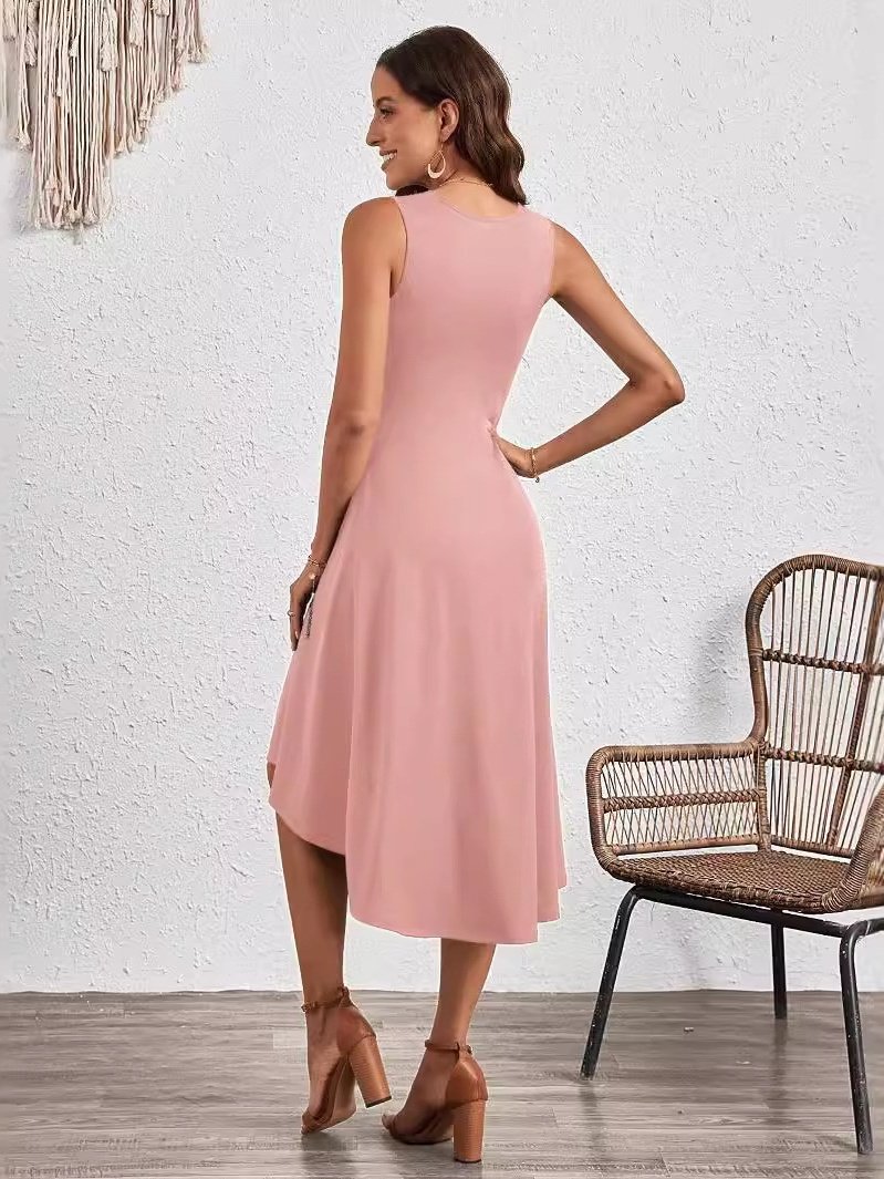 Robes Urbain Plain Été Micro-élasticité Journée Sans Manches Top Débardeur Trapèze Non pour Femmes