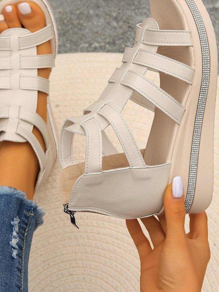Mocassins Sexy Plain Toutes Les Saisons Forage à chaud Zip Talon de Bloc PU PU Caoutchouc pour Femmes