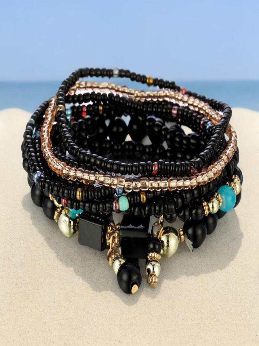 Bracelets Femmes Rétro Plain Toutes Les Saisons Roulotté Rendez-Vous multicouche Bracelet Acrylique