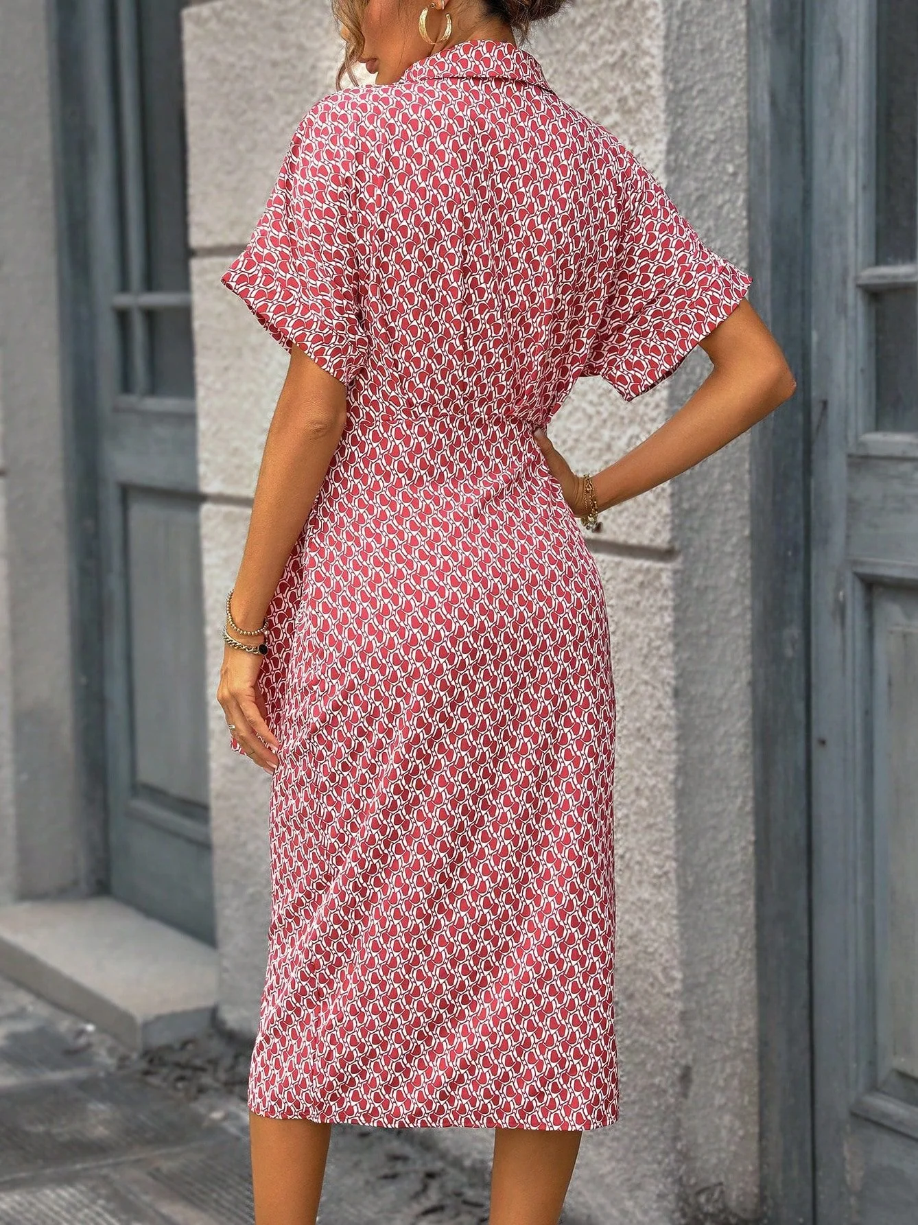 Robes Géométrique Rue Été Micro-élasticité ensemble Mi-longue Trapèze Régulier Non pour Femmes