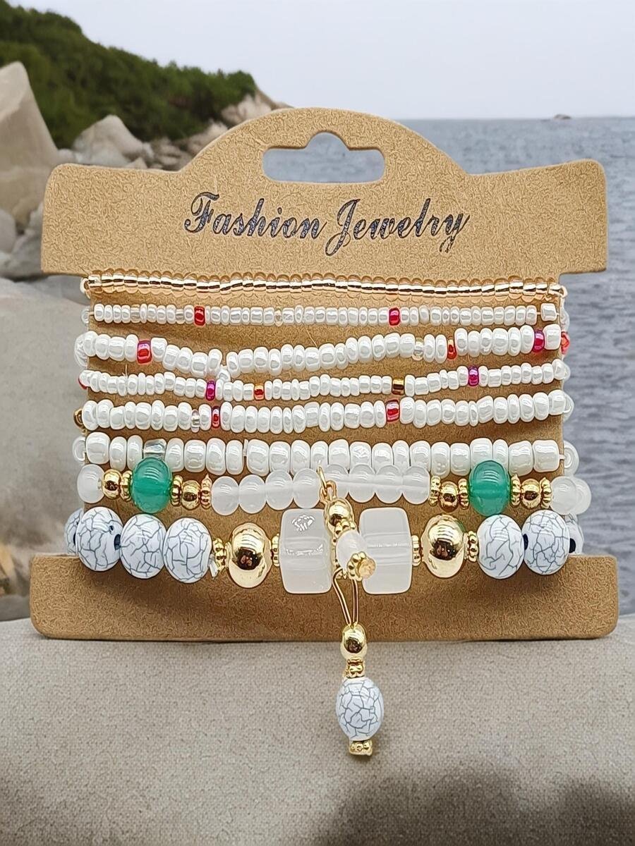 Bracelets Femmes Rétro Plain Toutes Les Saisons Roulotté Rendez-Vous multicouche Bracelet Acrylique