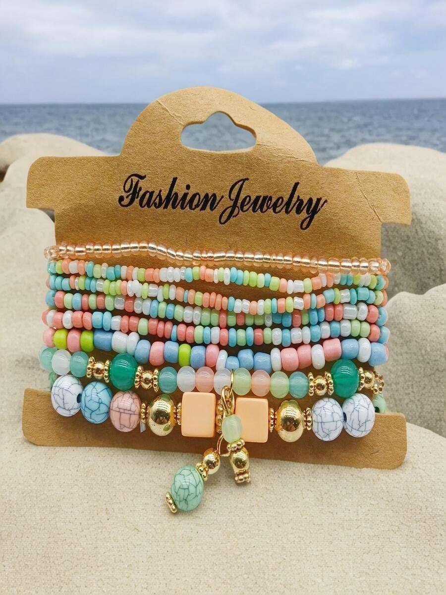 Bracelets Femmes Rétro Plain Toutes Les Saisons Roulotté Rendez-Vous multicouche Bracelet Acrylique