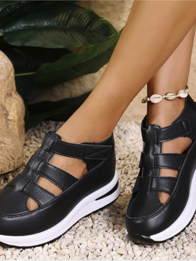 Mocassins Vacances Plain Toutes Les Saisons Joint Fendu Crochet et boucle Rendez-Vous Bout Rond PU Caoutchouc pour Femmes