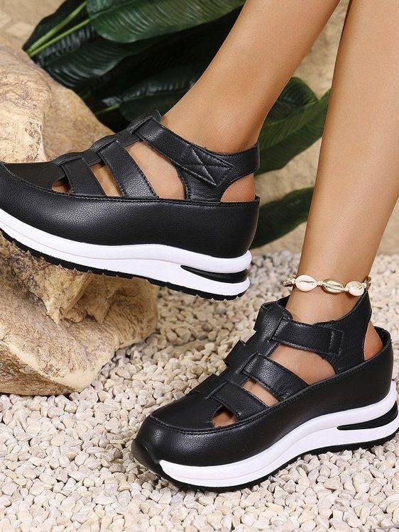 Mocassins Vacances Plain Toutes Les Saisons Joint Fendu Crochet et boucle Rendez-Vous Bout Rond PU Caoutchouc pour Femmes