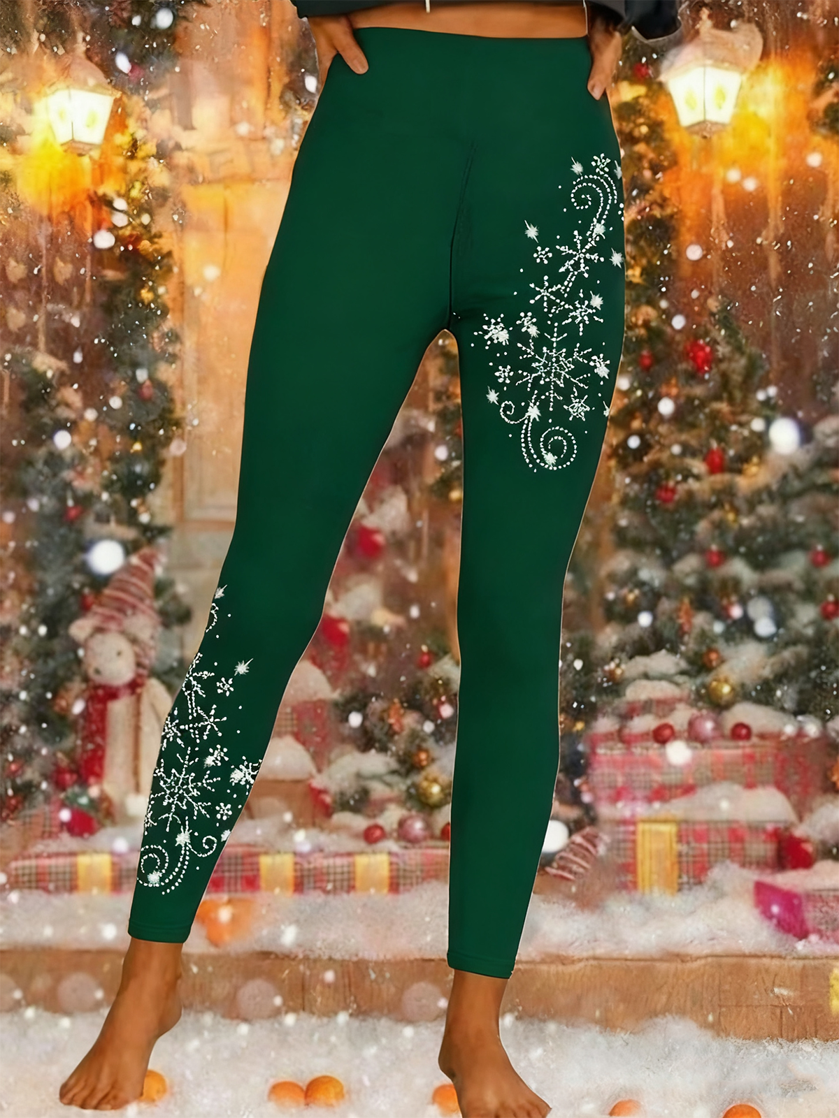 Pantalons De Yoga Femmes Décontracté Toutes Les Saisons Noël Naturel Serré Long Legging Droit Régulier