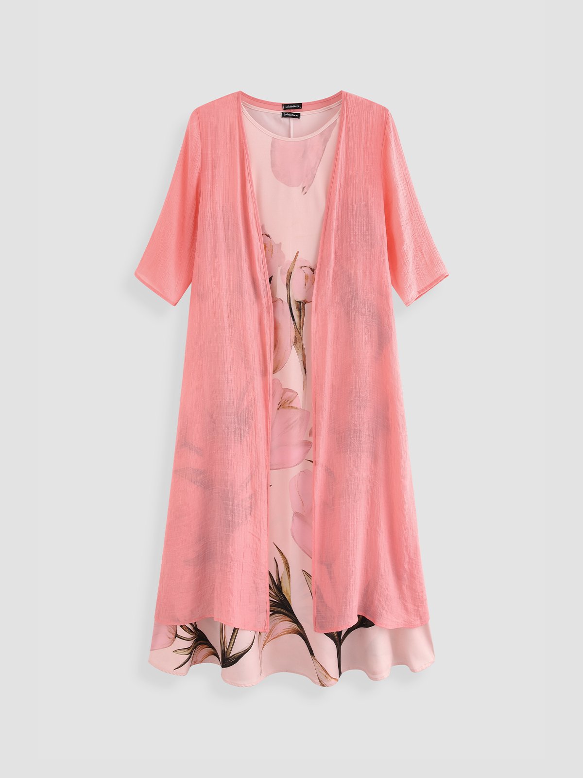 Ensembles deux pièces Décontracté Floral Printemps Léger Maxi Fibre de polyester Trois quarts Coupe H-Line pour femme