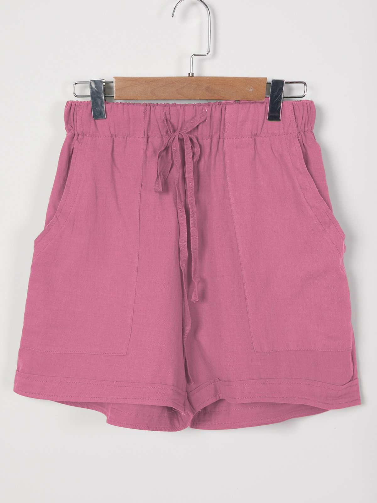 Décontracté Pantalons Décontracté Plain Été avec Poches Micro-Élasticité Ample Pantalons à Jambe Large Coton Shorts pour Femmes