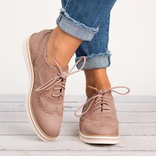 Lace Up Perforated Oxfords Shoes Plus 