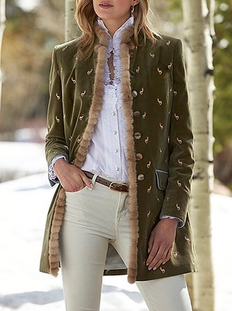 Autre Manteau Décontracté Floral Automne Polyester Poids moyen Micro-élasticité Manches longues Coupe Regular pour Femme