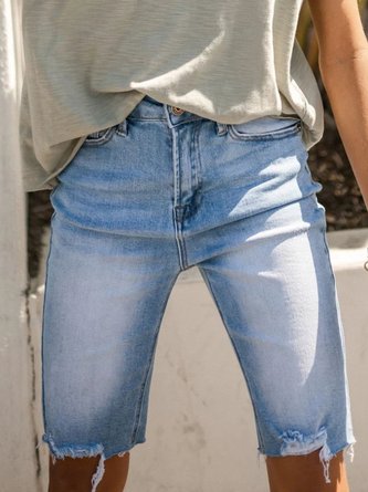 Jeans Femme Casual Plain All Season A-line Casual Capris Pantalon droit Pantalon taille haute Denim