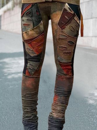 Legging Décontracté Hiver Imprimé Poids moyen Micro-élasticité Taille moyenne Taille élastique Long Long