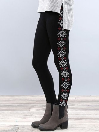 Leggings Femme Décontracté Ethnique Hiver Polyester Micro-élasticité Quotidien Taille médiale Taille élastique Long