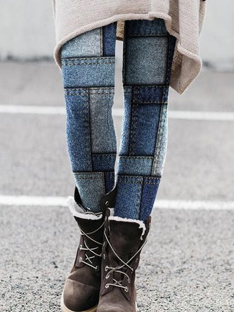Legging Décontracté Abstrait Hiver Micro-élasticité  Serré Long Long Styles populaires pour les Femme