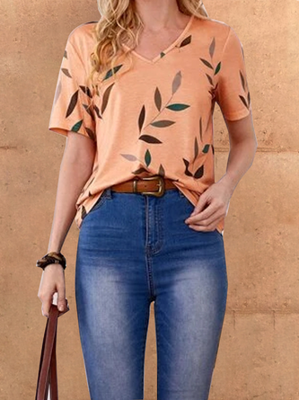 Col V Feuilles Ample Blouses & Tops
