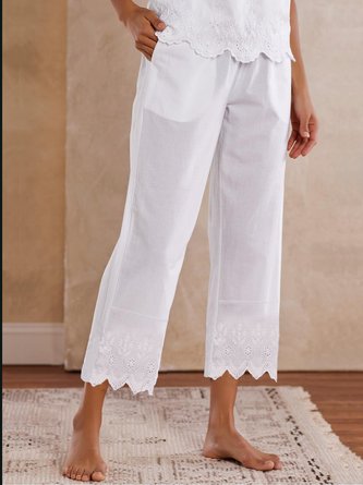 Pantalon décontracté Décontracté Plaine Été Poids moyen Quotidien Taille moyenne Cheville Pantalon Long H-Line pour femme
