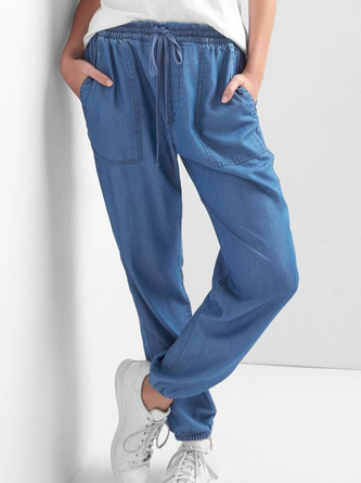 Pantalon Femme Décontracté Été Solide Polyester Léger Aucune élasticité Quotidien Ample H-Line
