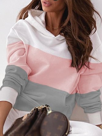 Sweatshirts Décontracté Bloc de Couleur Automne Quotidien Ample Jersey Normal H-Line Normal pour Femme