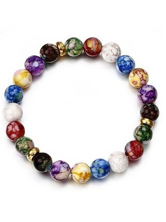 Bracelet Vintage Bloc de Couleur Toutes les Saisons Quotidien Perles Cristal Plage Style Chaîne Bracelets Cristal pour Femme