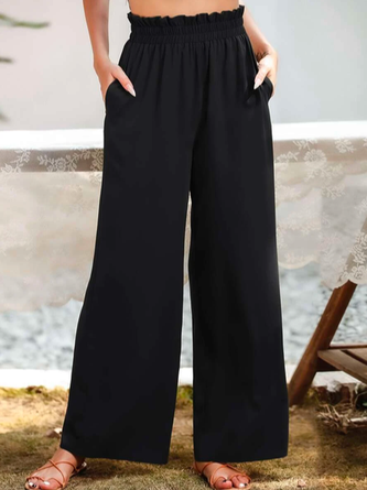 Plain Simple Automne Polyester Quotidien Ample Legging Droit Régulier Décontracté Pantalons pour Femmes