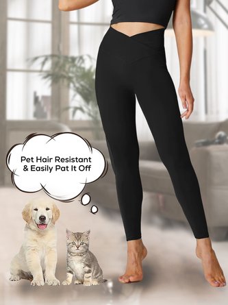 Pantalons De Yoga Femmes Décontracté Plain Automne Polyester Taille Haute Long Legging Régulier Régulier Taille