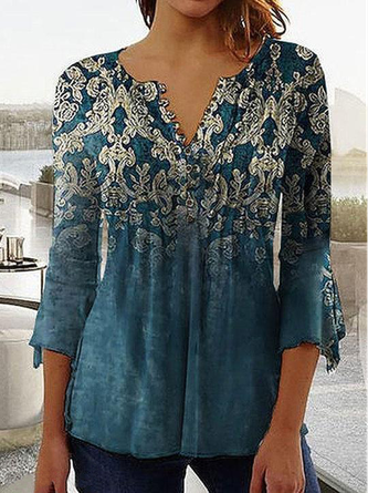 Tops Décontracté Ethnique Automne Quotidien Jersey Régulier Trapèze Régulier Élasticité moyenne pour Femmes