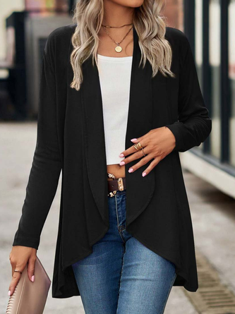 Manteau Femme Décontracté Plain  Polyester Naturel Micro-élasticité  Mi-longue-Long H-Ligne