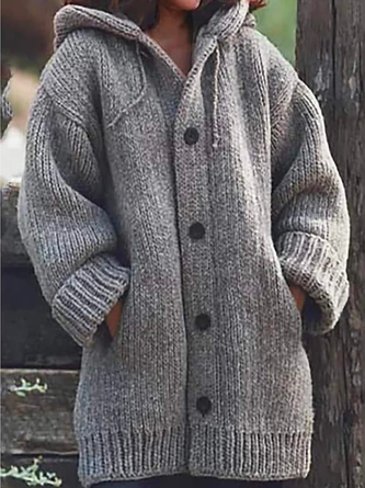 Pull Manteau Décontracté Plain Hiver Sweat-shirt à Capuche Quotidien Ample Manches Longues Mi-longue-Long H-ligne pour Femmes