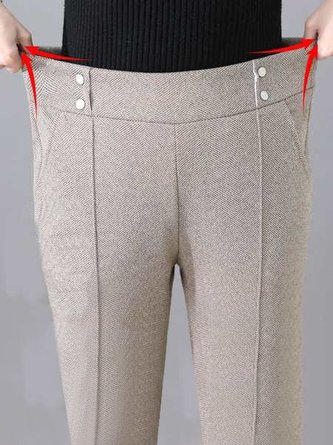 Décontracté Pantalons Décontracté Plain Hiver Polyester Naturel à Haute Élasticité Pantalon droit H-ligne Boucle pour Femmes