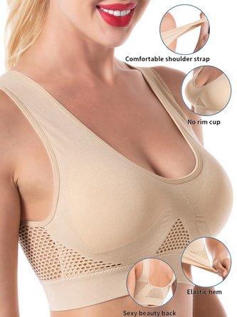 Sport Soutien-gorge Femmes Plain Sportif Toutes Les Saisons Polyester Léger à Haute Élasticité Respirable Quotidien Sans Manches
