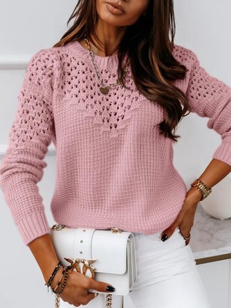 Pull Femmes Décontracté Plain Hiver Ample Manches Longues Col Rond Régulier H-ligne Régulier
