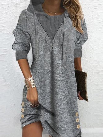 Robes Décontracté Bloc de Couleur Automne Polyester Naturel Micro-Élasticité Quotidien Jupe Manches Longues pour Femmes