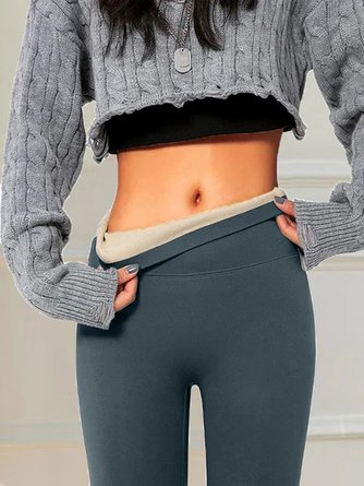 Pantalons De Yoga Décontracté Plain Hiver Polyester Taille Haute Quotidien chaleur Legging H-ligne pour Femmes