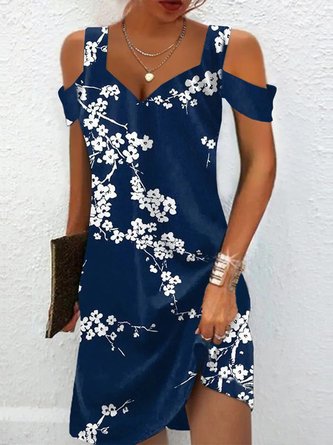 Robes Femmes Floral Été Élégant Polyester Quotidien Manches Courtes à Épaules Dénudées Trapèze Élasticité moyenne