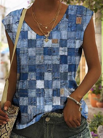 T-shirts Décontracté Été Abstrait Graphique Polyester Léger Quotidien Mancheron Régulier Droit pour Femmes