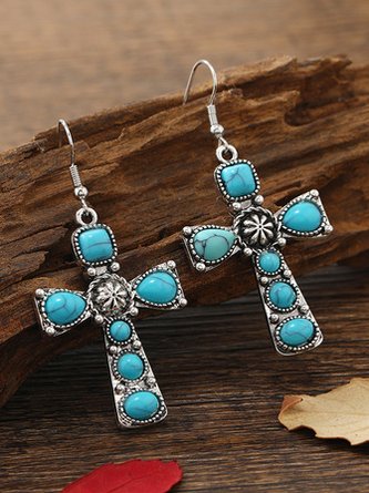 Boucles d'oreilles Femme Rétro Ethnique Toutes Les Saisons AFFLIGÉ Vacances Cristal Turquoise Rétro Style Pendre