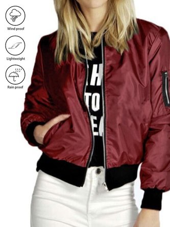 Blousons Femmes Décontracté Plain Printemps / Automne Polyester Micro-élasticité Quotidien Manches Longues Col Rond Régulier