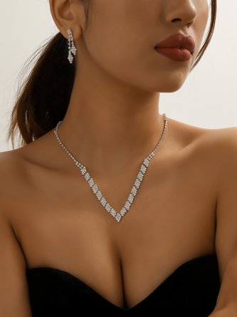 Collier Plain Toutes Les Saisons Fête Fête Avec Faux Diamant Pendre pour Femmes
