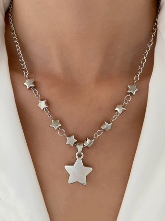 Collier Rue Toutes Les Saisons Motif d'Étoile Quotidien Métal Pendentif Collier pour Femmes