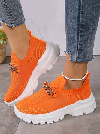Tricoté à La Mouche Baskets Femme Plain Sportif Toutes Les Saisons Chaîne Portable Sportif & De Plein Air Tissu Chaussures tissées à la mouche EVA